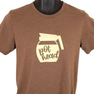 Pot Head Coffee T Shirt Mens Size Medium Brown Funny Punk Joke Humor